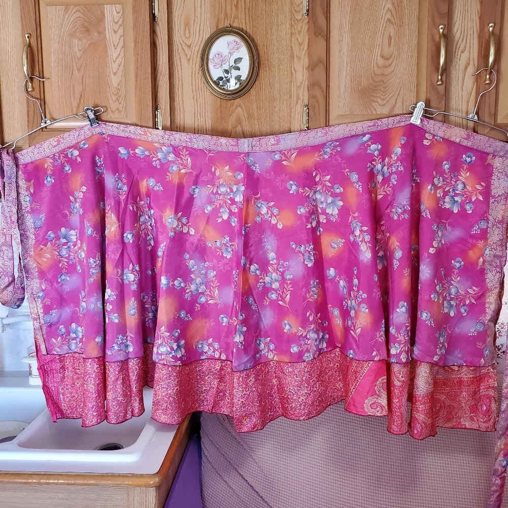 Earthbound upcycled floral sari wrap skirt